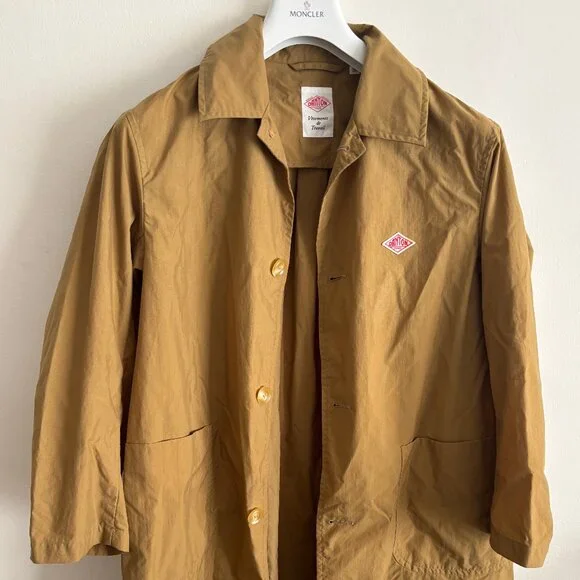 $700 Danton Tan Nylon Taffeta Mac Coat / Jacket - 36 Small/ Medium - Picture 3 of 9